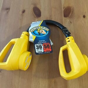 Camco Power Grip RV Adapter 30 Amp Male to 50 Amp Female 125V 3750W 55185